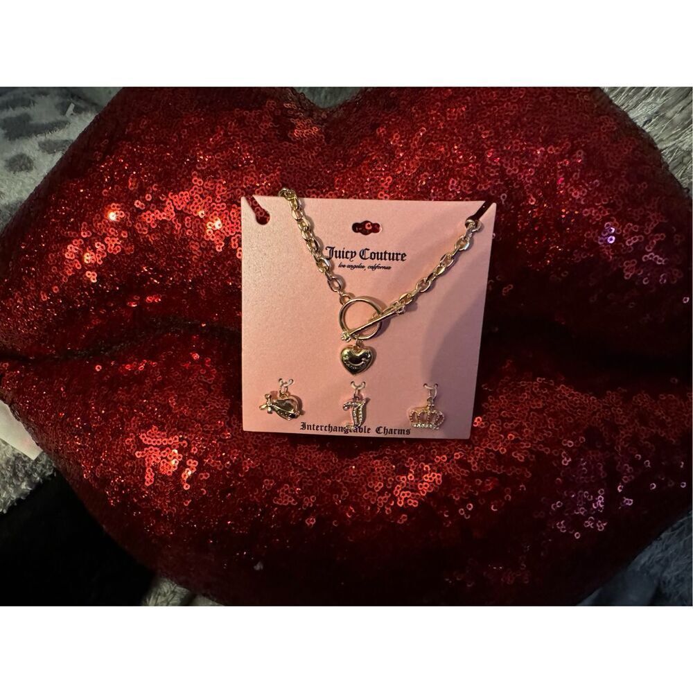 Heritage y2k juicy couture interchangeable 9x charm necklace's gold bundle/lot - Picture 2 of 7